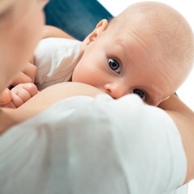 A baby breastfeeding